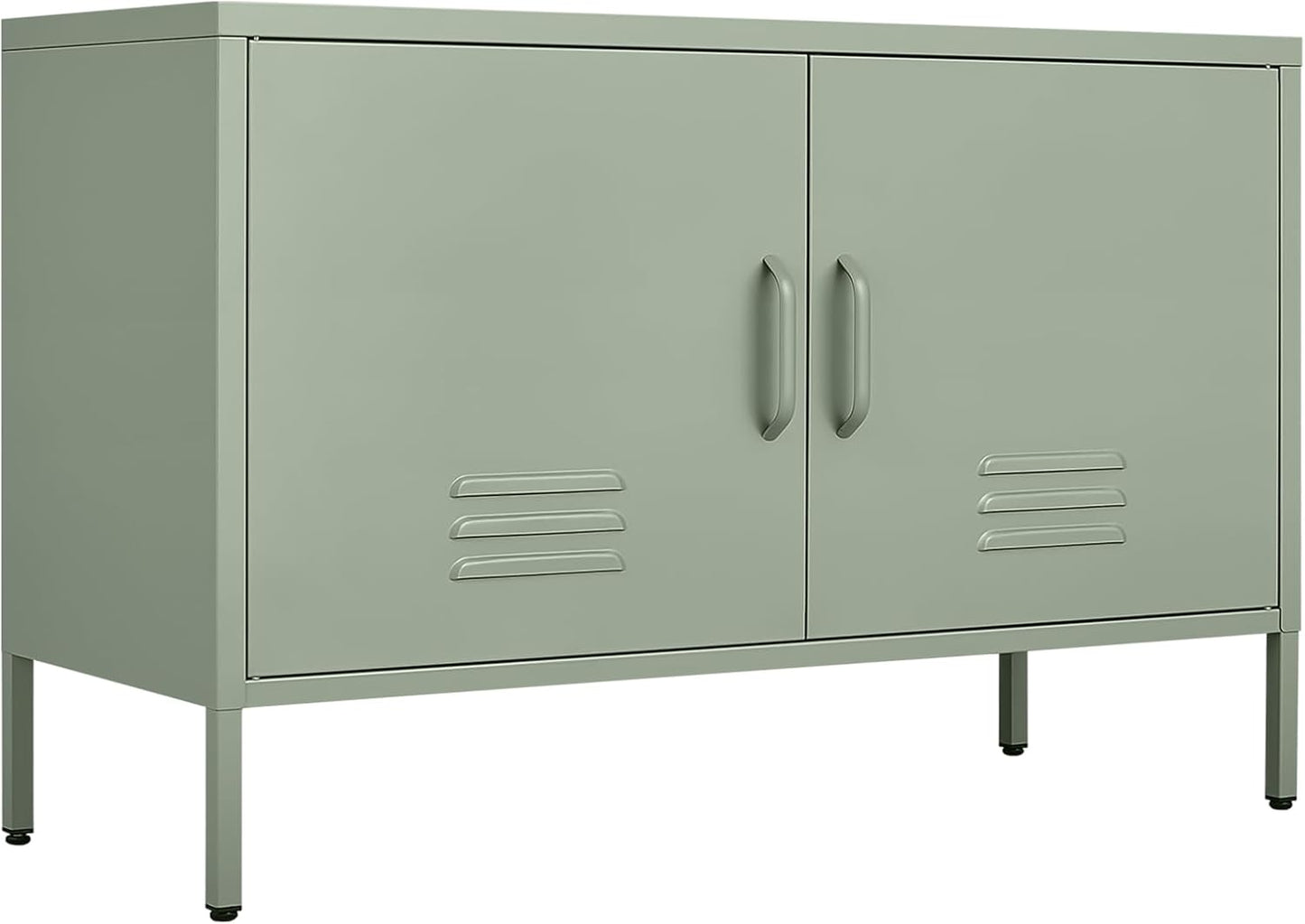 Metal Storage Cabinet,Short TV Cabinet with Storage,Modern TV Stands for Bedroom,Classroom,Green