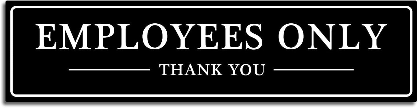 SINYUDUN Acrylic Employees Only Sign for Door or Wall, with Double Sided Tape, for Office, Business Door, Store, Restroom (Black, 2.1 x 8 Inch)-1 Pack