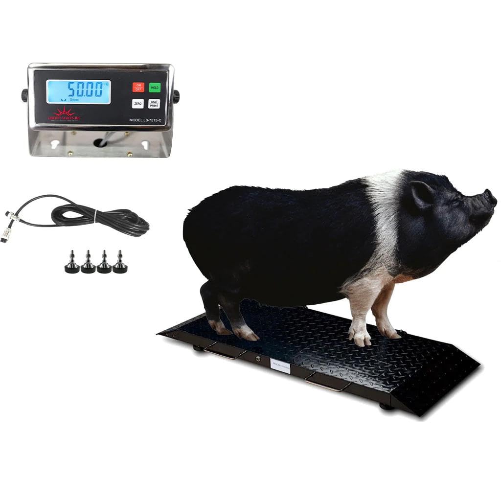 Liberty LS-920-2k Industrial Portable Floor Scale for Small Animal, Platform 50" x 20" / up to 2000 lbs (Scale System Imported)
