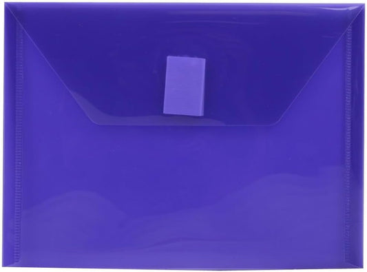 JAM PAPER Plastic Envelopes with Hook & Loop Closure - Index - 5 1/2 x 7 1/2 - Purple - 12/Pack