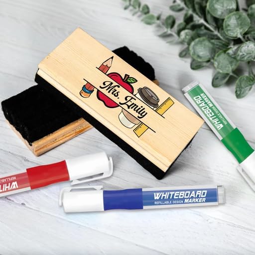 Personalized Name Chalkboard Eraser for Teachers – Dry Erase Board Cleaner –Back to School Supplies and First Day of School Gift- Custom Name