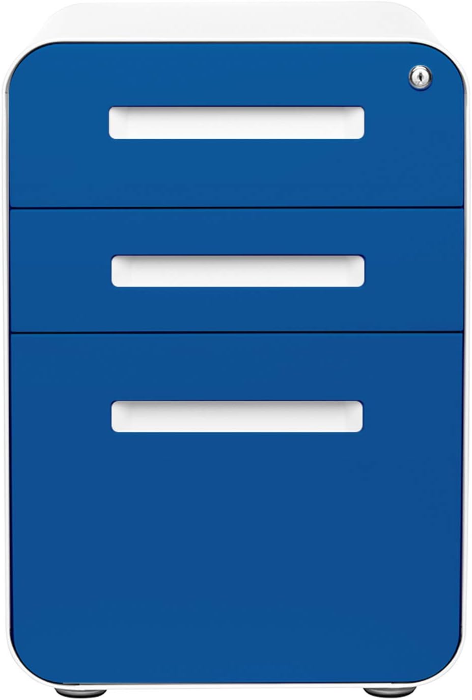 Laura Davidson Furniture Stockpile 3 Drawer File Cabinet with Lock - Under Office Desk Metal Filing Cabinet, Legal/Letter File Folders, Wheels and Stationary Feet, Pre-Assembled, Blue Faceplate