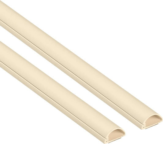 D-Line Half Round Cord Hider, Patented Cable Cover, Hide TV Wall Mount Wires, Raceway for Cords, Decorative Wire Covers, Paintable, Adhesive Cable Concealer, 2X 0.78in W x 0.39in H x 39in L, Beige