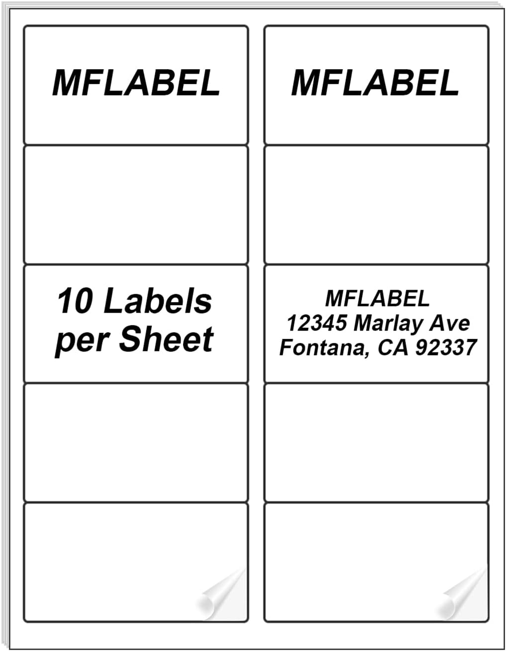 MFLABEL 2x4 Shipping Labels - 25 Sheets (250 Labels) for Laser & Inkjet Printers, 10-UP FBA Address Stickers, Matte White Self-Adhesive Mailing Labels for Packages, Boxes, envelopes