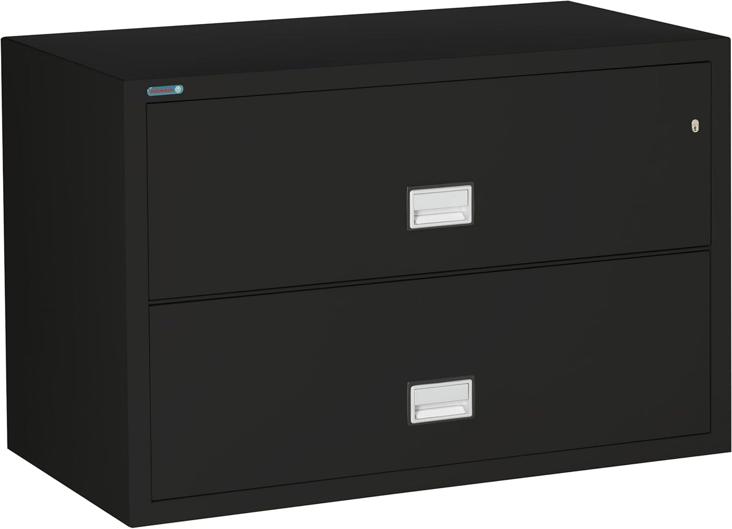 44 inch Wide 2-Drawer Lateral Fireproof File Cabinet – Legal and Letter Size Filing – Key Lock – Water Resistant – Fire Safe and Impact Rated – Black Finish – Model LAT2W44B
