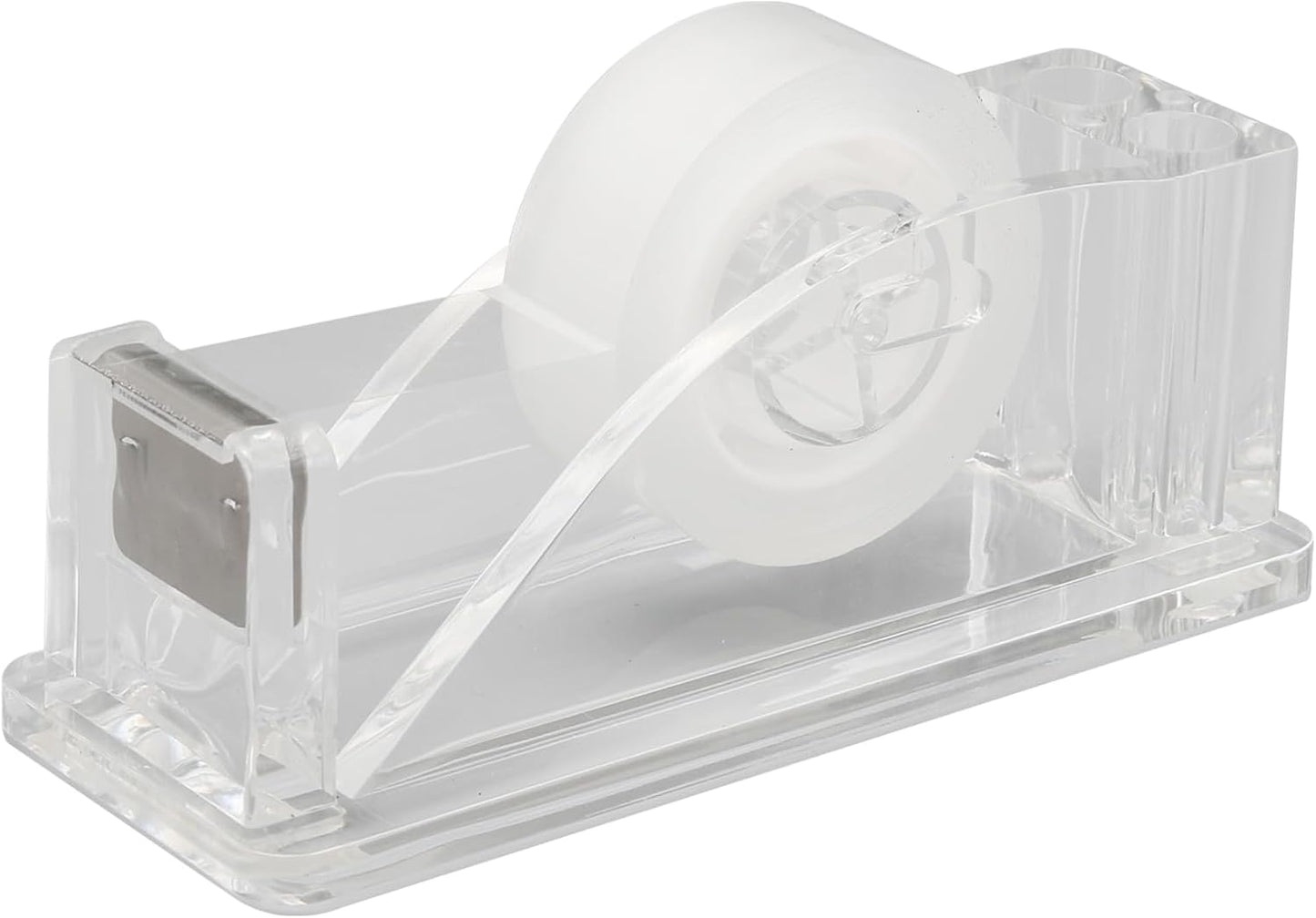 QILIMA Transparent Acrylic Tape Dispenser, Clear Tapes and Refillable Dispensers, Desktop Tape Dispenser Acrylic for Home,Tape Cutter Holder Fits Standard Tape Rolls, Office and School