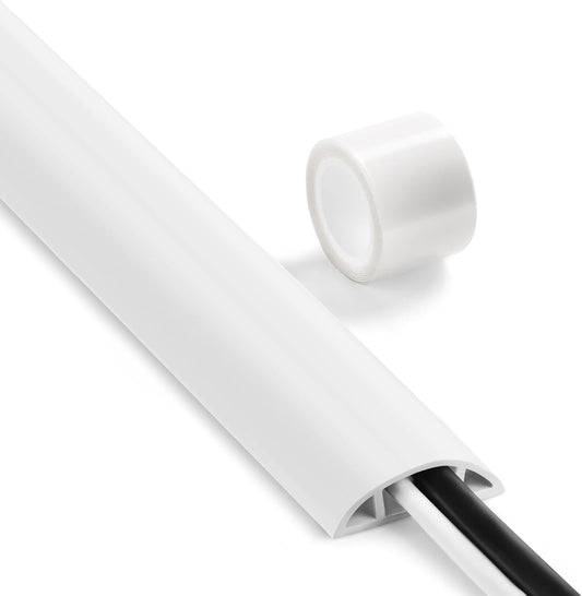 Floor Cable Cover 3ft White, LZEOY Cord Covers for Wires on Floor, Cord Hider Floor Cable Management, Extension Cord Floor Cover Low Profile, Floor Cord Cover for Office/Carpet/Floor