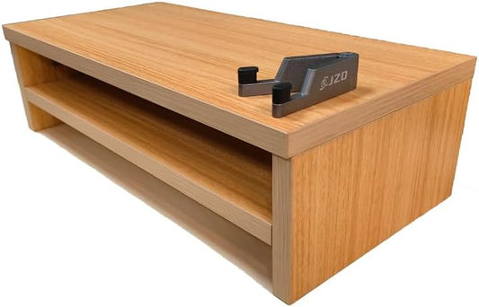 JZD Laptop Stand for Desk with Storage Shelves,Wooden Desktop Organizer with Storage for Home Office