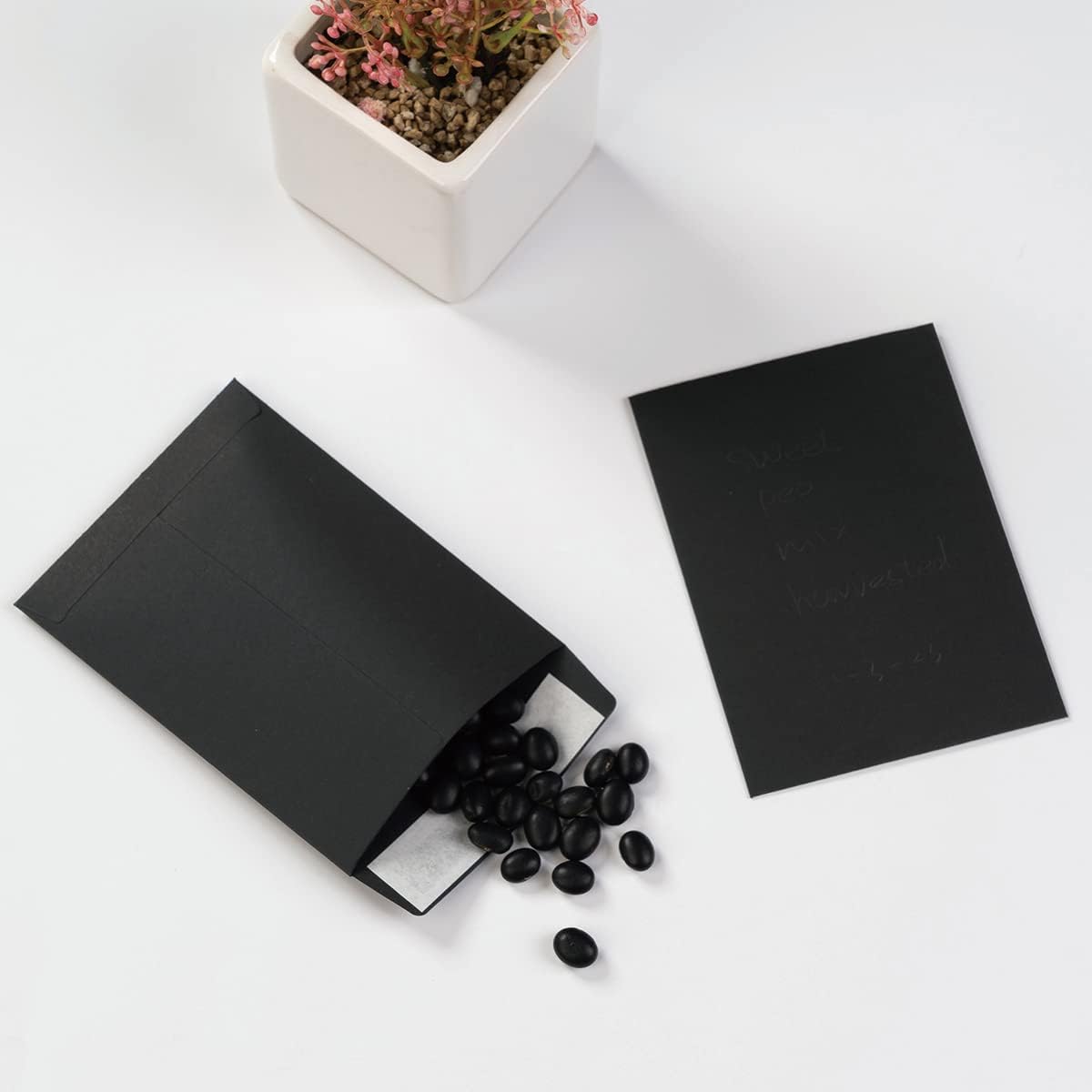 100 Pack Seed Envelopes Self-Adhesive Small Coin Envelopes Seed Storage Packets for Garden, Office or Wedding Gift (Black, 3 1/4 ×4 1/2 inches)
