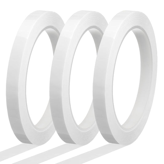 MECCANIXITY Whiteboard Tape 3/8" x 72 Yard Pinstripe Graphic Chart Line Grid Marking Tapes for Classroom Office Dry Erase Board Art, White, Pack of 3