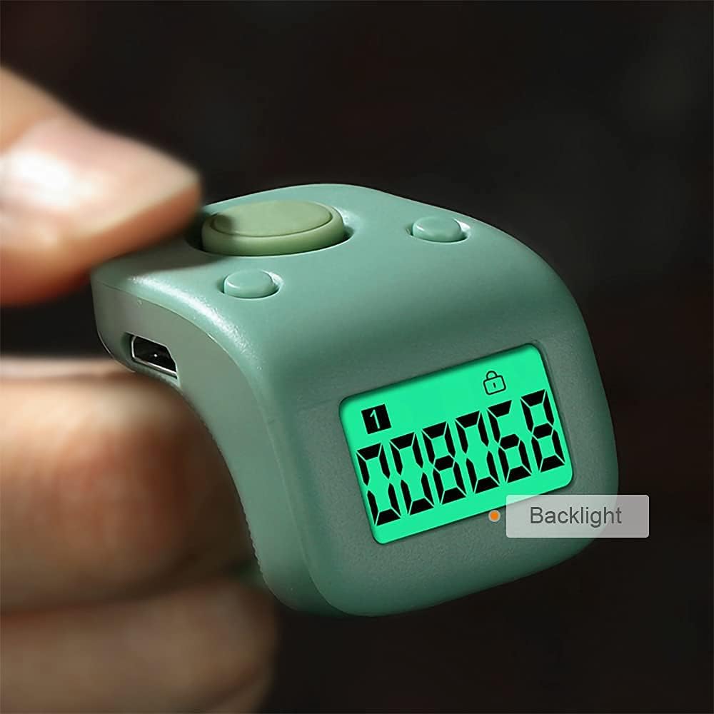Rechargeable Silent Finger Counter 6 Channels Digital Tasbih Tally Clicker with LED for Prayer Knitting Sports Gift