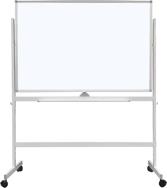 Large Rolling Whiteboard on Wheels, 48" x 32" Double-Sided Mobile White Board with Stand, Portable Standing Dry Erase Board Easel for Home Office Classroom School (32" x 48" WH)