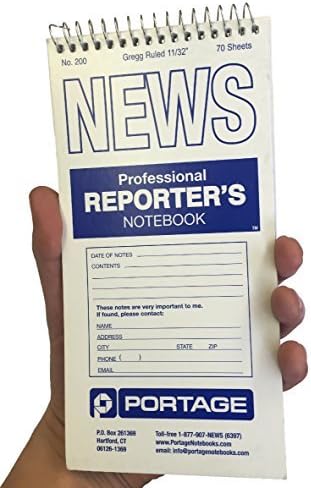 Portage Reporters Notebook – Top Bound Spiral Pocket Notepad, Steno Note Book, Perfect for Reporters & Journalists Taking Notes in the Field, Gregg Ruled 11/32" – 4 x 8 In, 70 Sheets,140 Pg, (3 Pack)