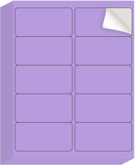 Shipping Labels Stickers, 2"×4" Printable Mailing Label for Laser/Inkjet Printing- Matte Purple, Permanent Adhesive Labels Stickers