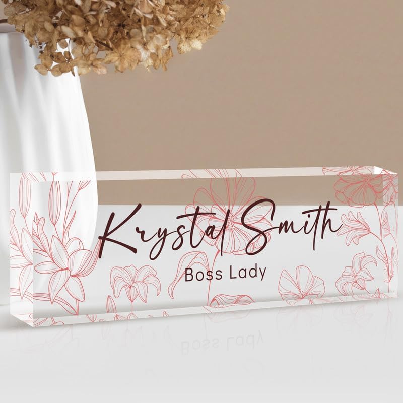 Custom Name Plate for Desk | Personalized Desk Name Plate | Personalized Boss Employee Appreciation Gifts | Acrylic Name Plate Office Desk Accessories