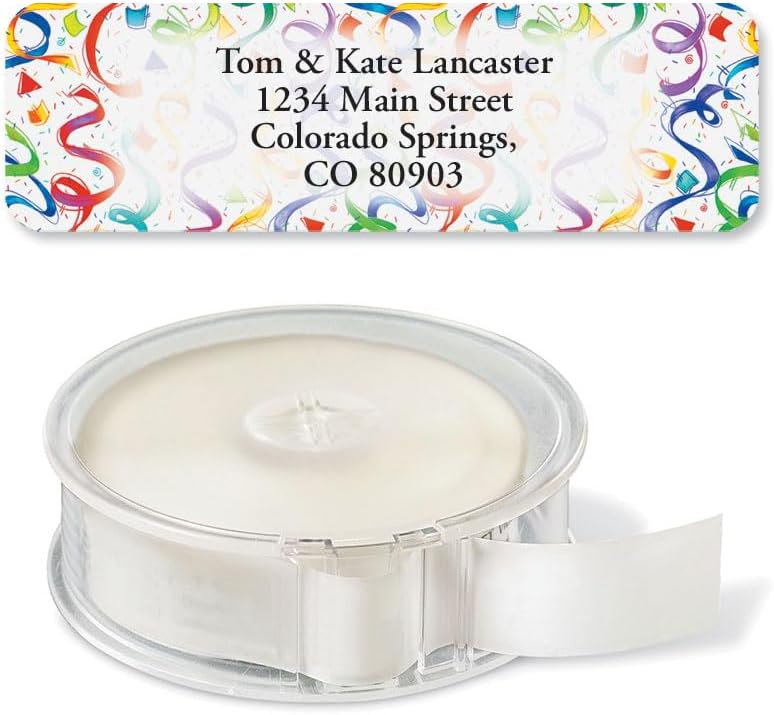 Colorful Images Birthday Surprise Rolled Personalized Return Address Mailing Labels with Dispenser, Customize with Name & Shipping Address, 125 ¾” x 2½” Self Adhesive, Easy Peel Label Roll