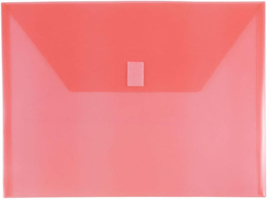 JAM PAPER Plastic Envelopes with Hook & Loop Closure - Letter Booklet - 9 3/4 x 13 - Red - 12/Pack