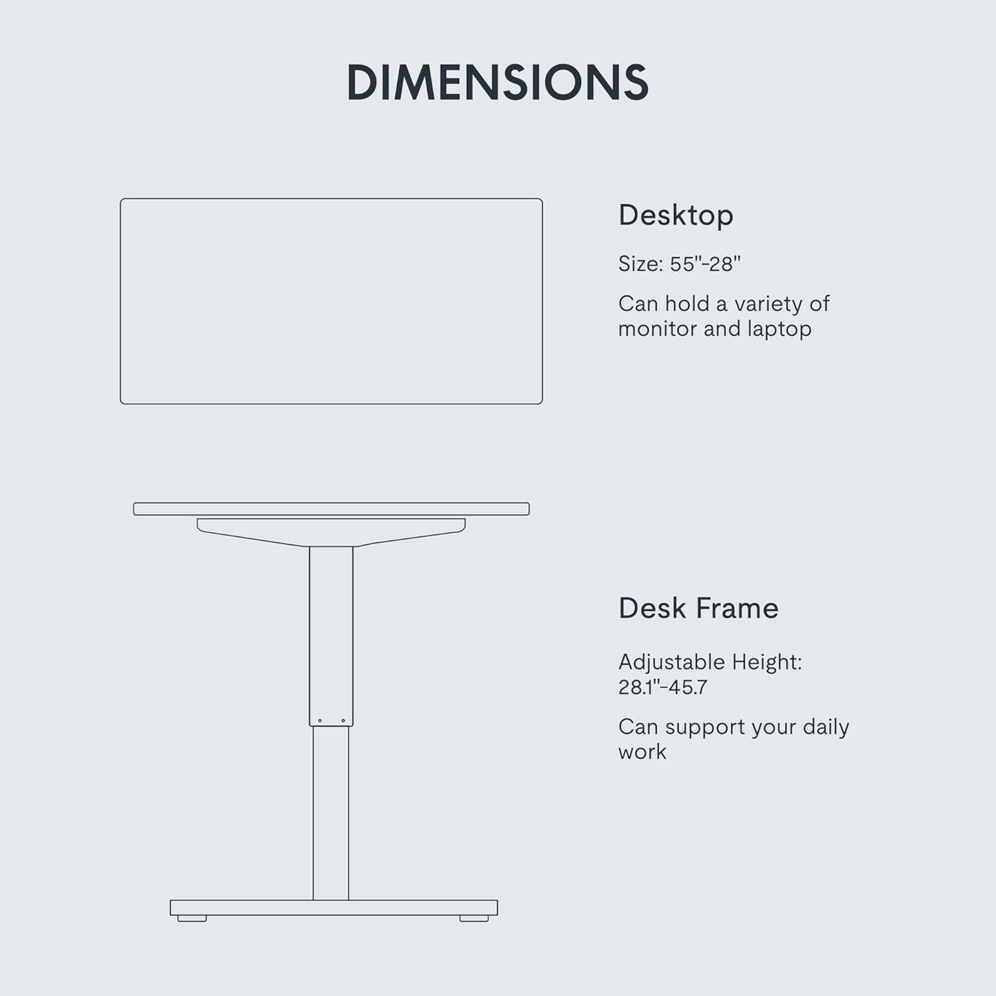 FLEXISPOT EN1 Whole Piece Standing Desk 55 x 28 Inches Stand Up Desk Workstation for Home Office (White Frame + White Top, 2 Packages)