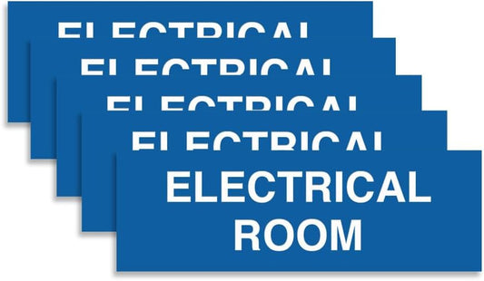All Quality Basic Electrical Room Sign | Durable Construction | Building Safety - Blue - Medium (5 Pack)