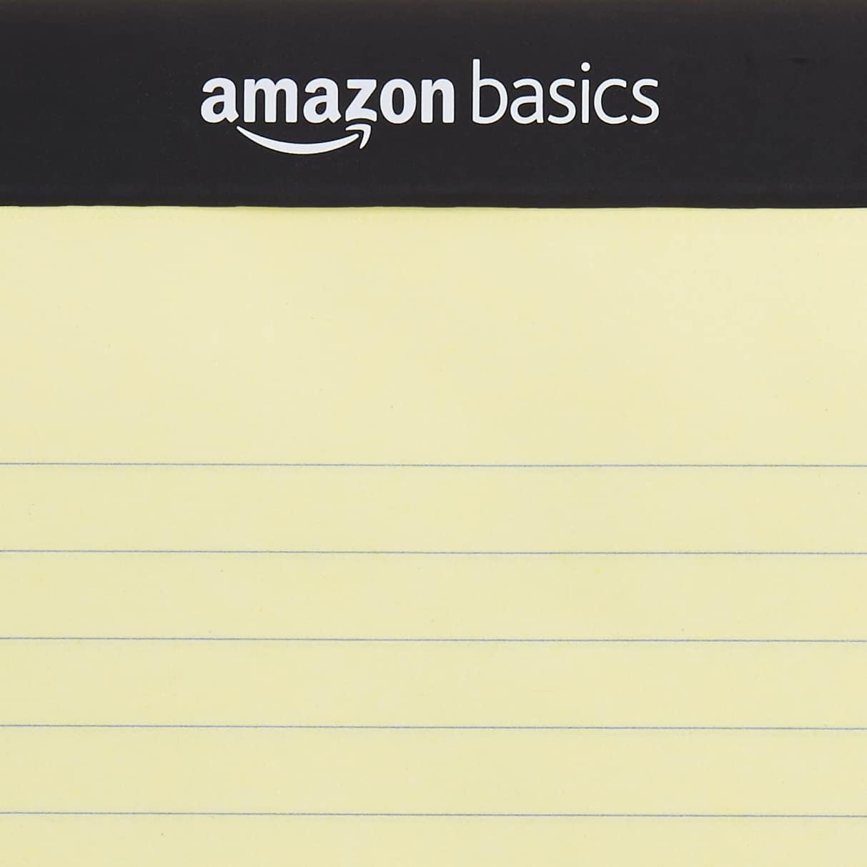 Amazon Basics 50 sheet Wide Ruled Lined Writing Note Pad, 8.5" x 11.75", 12-Pack, 600 Perforated Sheets, Canary