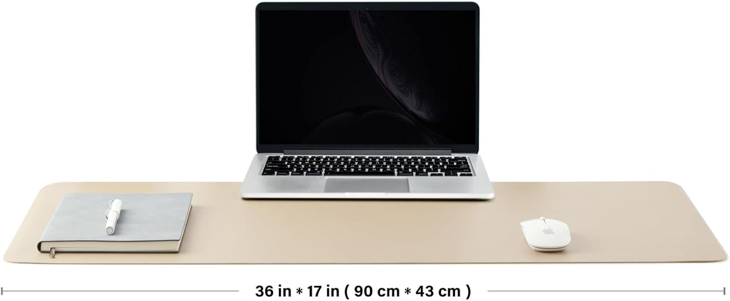 HOMIEAZICOZI Leather Desk Mat - Non-Slip PU Pad for Office and Home Organization Accessories Ideal Large Mouse Mats on Top of Desks (Champagne Gold,36''x 17'') (DPD-CG-L)