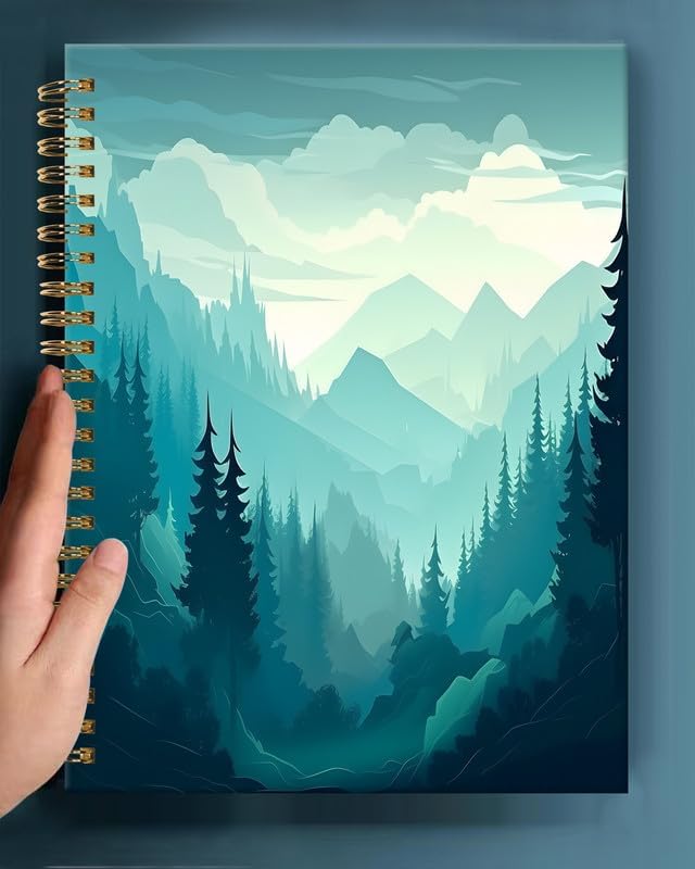 Spiral Journal Notebook,A5 Hardcover Lined Journals for Women Girl 6 x 8.3 in,120 Pages Thick Paper,Cute College Ruled Writing Notebook for Gifts Office Work School(Beautiful Landscape Mountain)