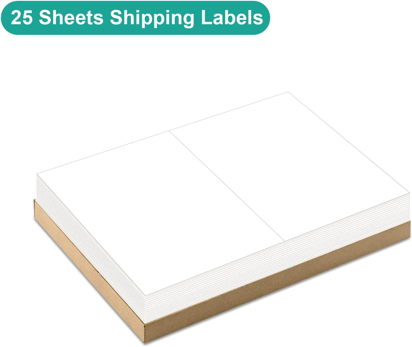 MFLABEL Half Sheet Shipping Labels - 8.5" x 5.5" Adhesive Packaging Labels for Laser & Inkjet Printers, 100 Self-Adhesive Stickers (25 Sheets) for Boxes, Mail, FBA & DIY Projects