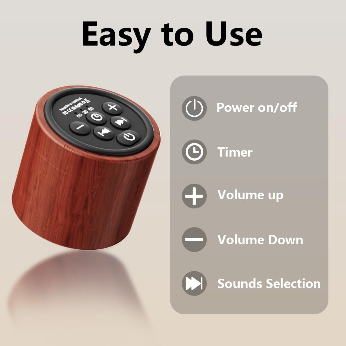 Portable White Noise Machine Mini Sound Machine with 30 Soothing Sounds Rechargeable for Adults Newborn Kids Sleep Brown Noise Machine with Memory Function 4 Timers for Travel Camping Home and Office