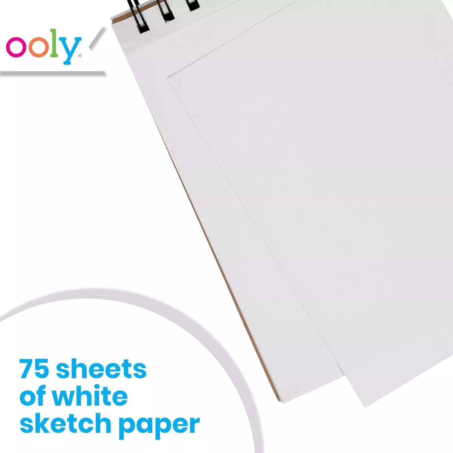 OOLY DIY Cover Large Sketchbook, 8 x 10.5 Inches, White Paper Sketchbook Drawing Book for Kids, Adults, and Artists Great Drawing Pad for Gel Pens, White Pencils, Back to School Supplies