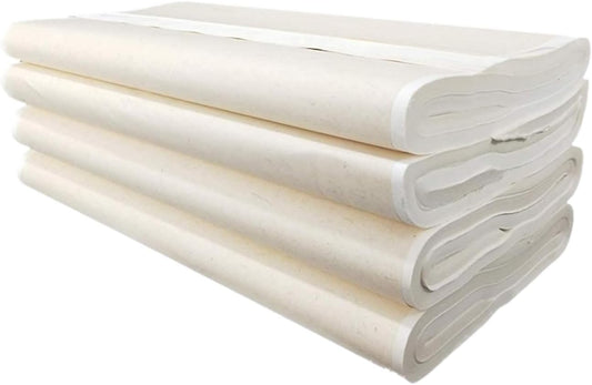 MEGREZ Chinese Japanese Calligraphy Xuan Paper, Rice Paper Sumi Calligraphy Paper for Calligraphy Brush Ink Writing, Painting Without Grids 100 Sheets/Bag,19.6 x 39.3 inch, Sheng (Raw) Xuan