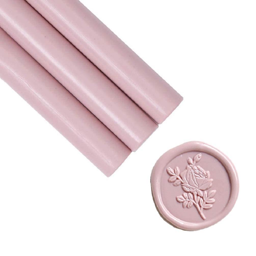 UNIQOOO Mailable Glue Gun Sealing Wax Sticks for Wax Seal Stamp - Dusty Rose Pink, Great for Wedding Invitations, Cards Envelopes, Snail Mails, Wine Packages, Gift Ideas, Pack of 8