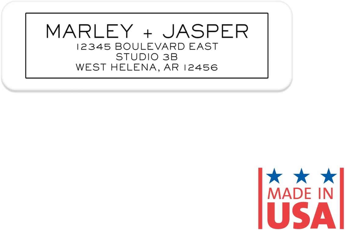 Simple Modern Outline Rolled Address Labels/Roll of 250 Square Box Personalized Address Labels/Designer Return Address Stickers in Elegant Plastic Dispenser