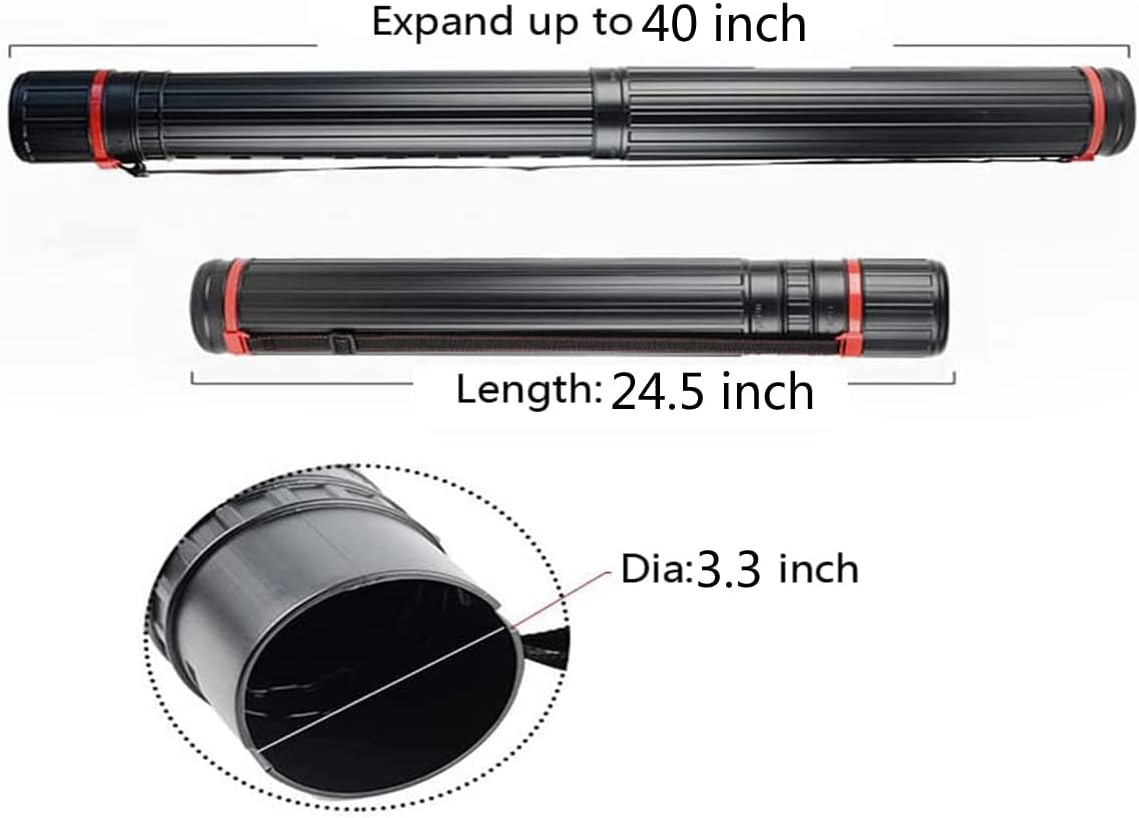 Poster Tubes,2Pack Extendable Poster Tube Expand from 24.5" to 40" with Adjustable Shoulder Strap Lids and Lable,Waterproof Telescoping Blueprint Art Document Storage Transport Carrying Tube