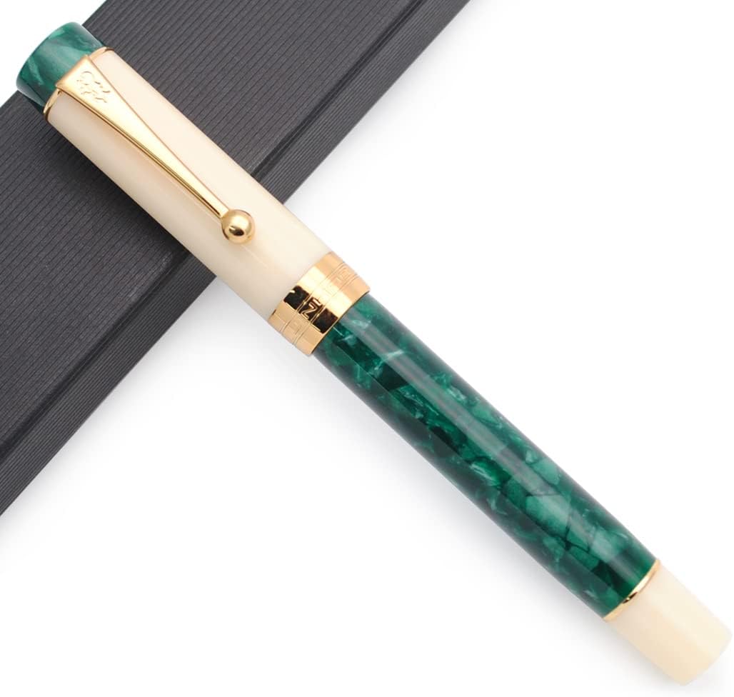 JINHAO 100 Fountain Pen with Ink Converter (Medium Nib 0.7mm, Deep Sea Green-A)