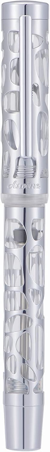 Asvine V169 Vacuum Filling Fountain Pen Extra Fine Nib, Water Drop Skeleton Transparent Clear Acrylic Pen Case Set