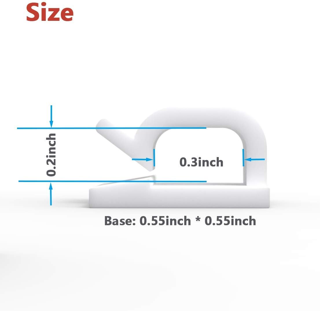 Cable Clips 60pcs with Strong Adhesive Tapes,Wire Holder Organizer Cord Management for Car, Office and Home (White- CC04(60PCS))