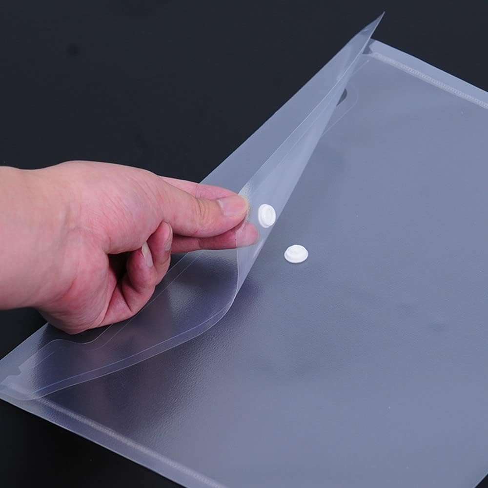 Poly Envelope 12 Pcs Document Envelopes with Snap Button Quality Clear Document Folder for A4 Size (‎Clear)