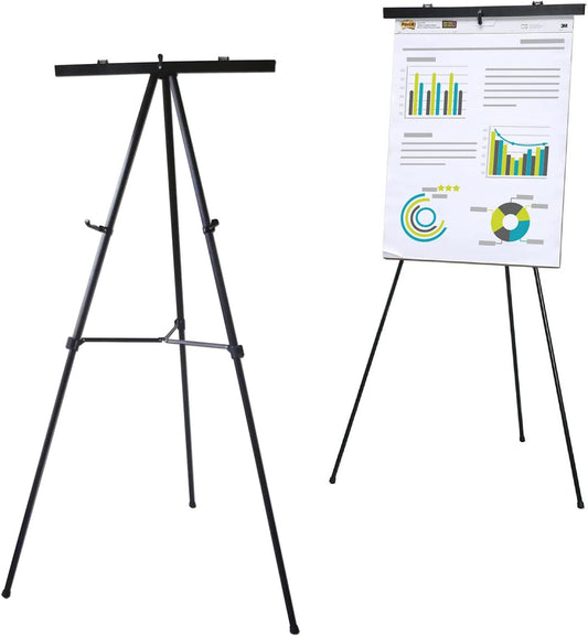 Lightweight Aluminum Flip-Chart Presentation Easel, 70 Inches, Black