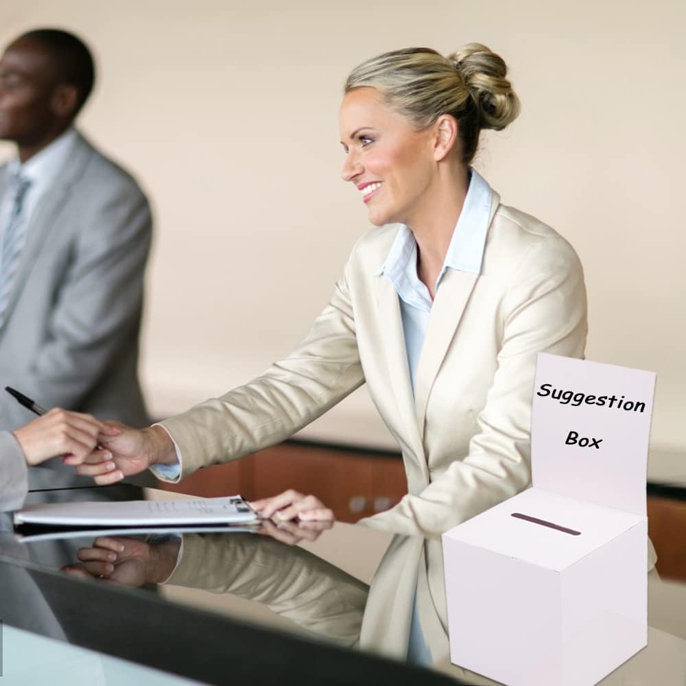 Ysglory 12 Pack Raffle Ticket Box White Cardboard Suggestion Box with Slot Donation Ballot Boxes for Fundraising Collecting Business Card Voting Contest, 6 x 6 x 6 Inches