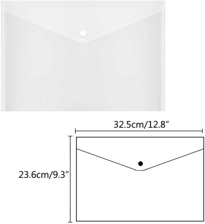 40pcs Plastic Envelopes with Button Snap Closure, Clear Poly Folders for Documents, Letter Size, A4 Size, for School and Office Supplies