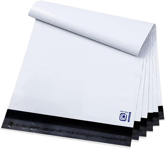 POLYSELLS 100 pcs 24x24 Inches White Poly Mailers Shipping Envelopes, Strong Adhesive Sealing, Waterproof, and Tear-resistant Postal Mailing Bags for Clothing, Books, and Accessories