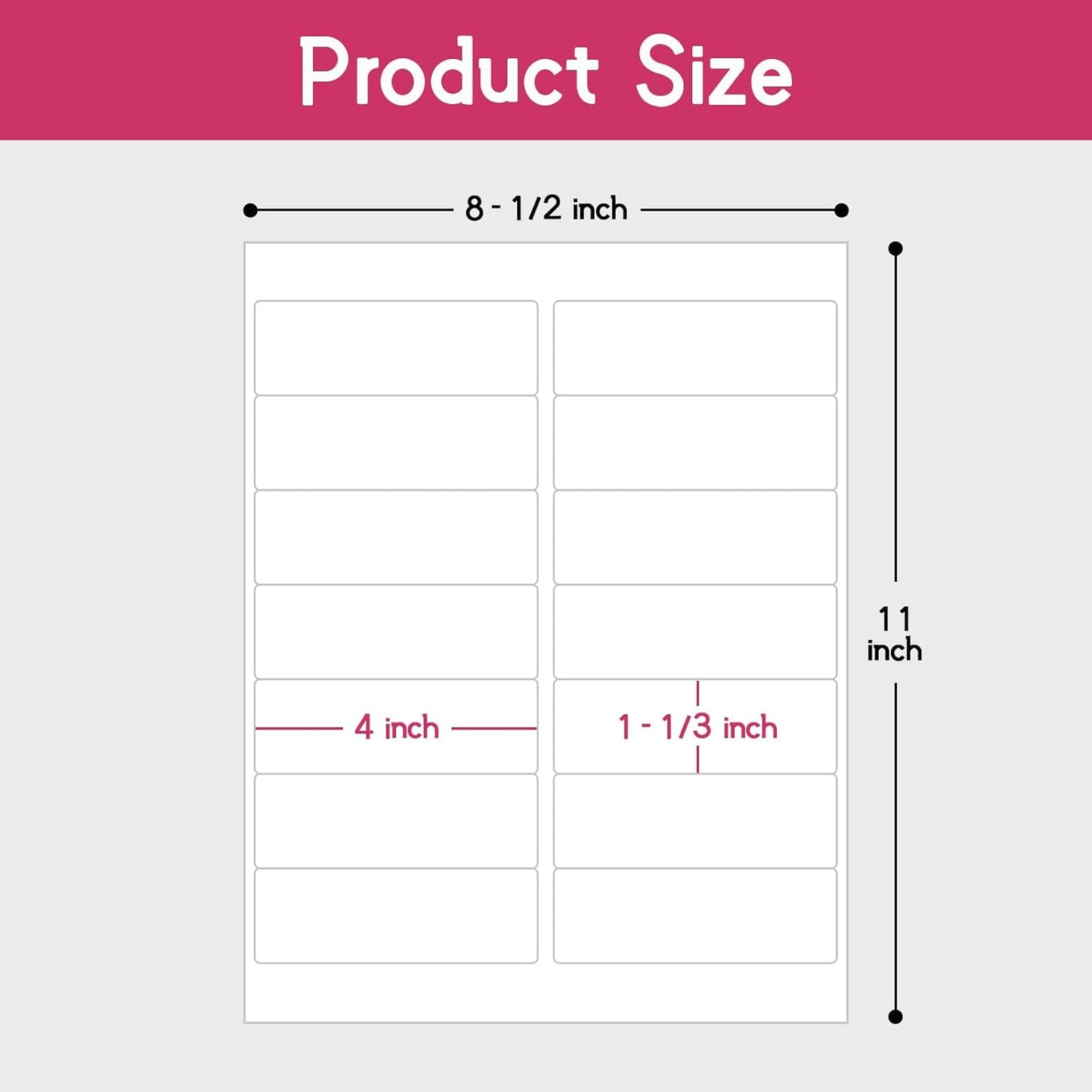 14UP 4" x 1-1/3" Shipping Labels Compatible with Laser & Inkjet Printers, Address Mailing Labels Self Adhesive Stickers (100 Sheets)