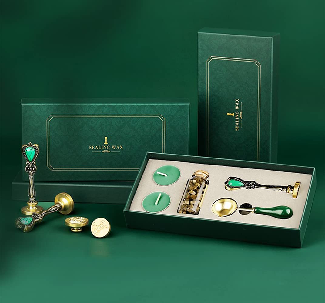 Fancy Letters G Wax Seal Stamp Set - European Style Personalized Wax Seal Stamp Kit Gift Box Set for Letter Cards Invitations