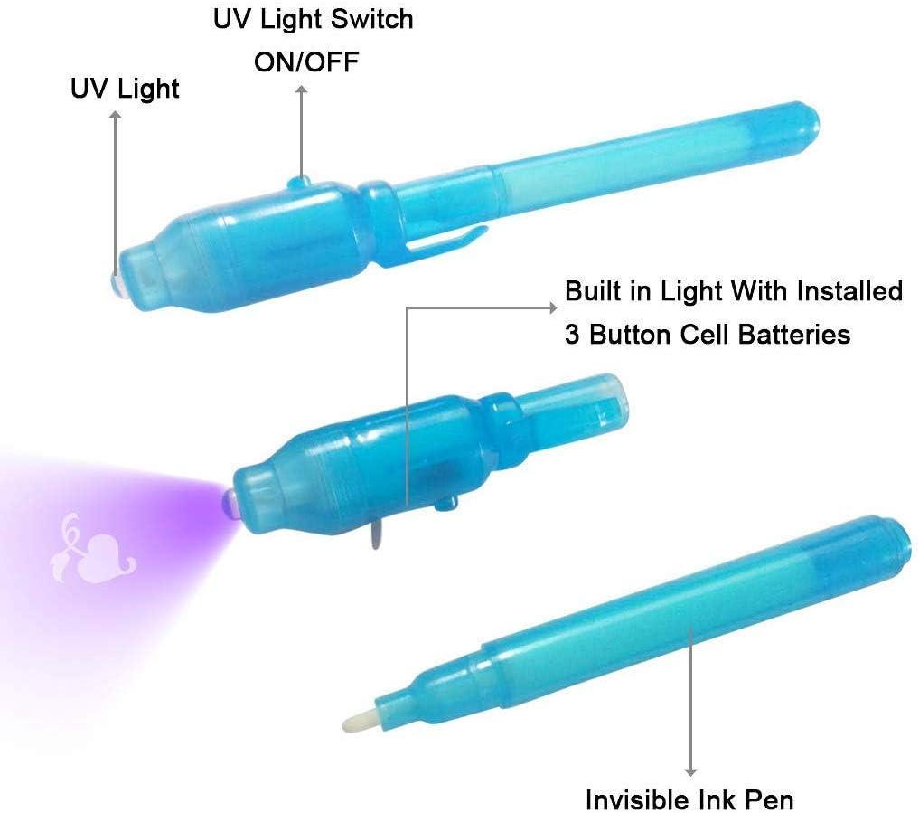 Invisible Ink Pen with UV Light Secret Message Pen Spy Pens Magic Invisible Markers Classroom Gifts for Students, Party Favors for Kids 8-12, Goodie Bag Stuffers for Kids