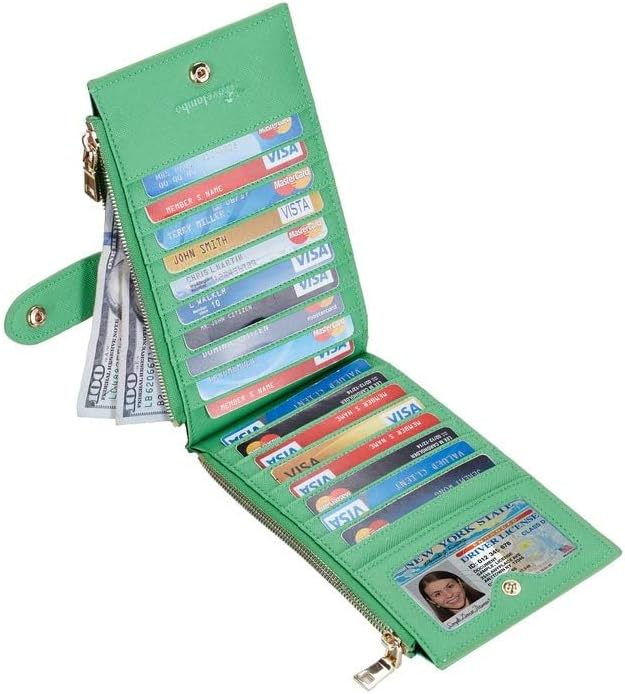 Travelambo RFID Wallet Women Large Size Bifold Multi Card Wallet Case with Zipper Pocke Credit Card Holder for Women