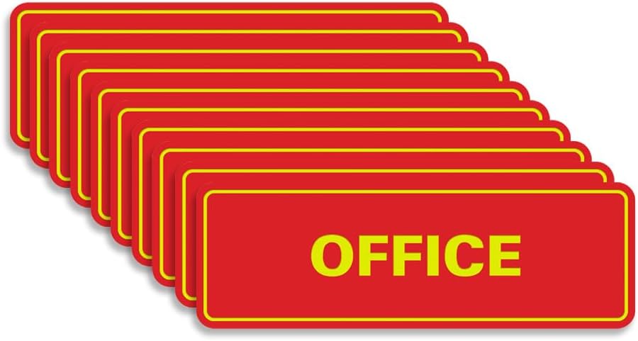 Signs ByLITA Standard Office Sign - Professional Business Signage - Easy to Install (Red/Yellow) - Medium 10 Pack