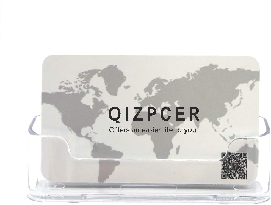 8 Pack Plastic Business Card Holder - Clear Business Card Case for Desk - Office Acrylic Business Card Stand Display
