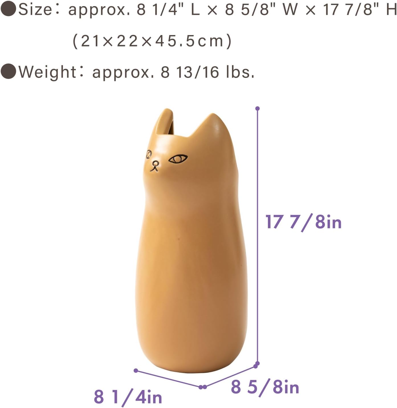 PaletteLife Umbrella Stand Ceramic Scandinavian Cat Medium-Size Purple BLS-12PP