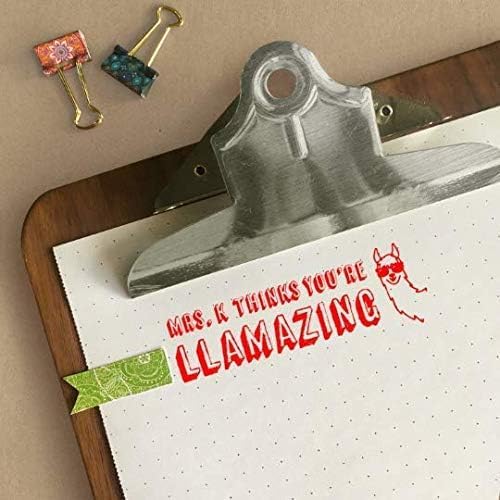 Llamazing Xtra Wide Custom Self-Inking Stamps | 49 Designs & Fun Phrases | Classroom & Library Book Stamps