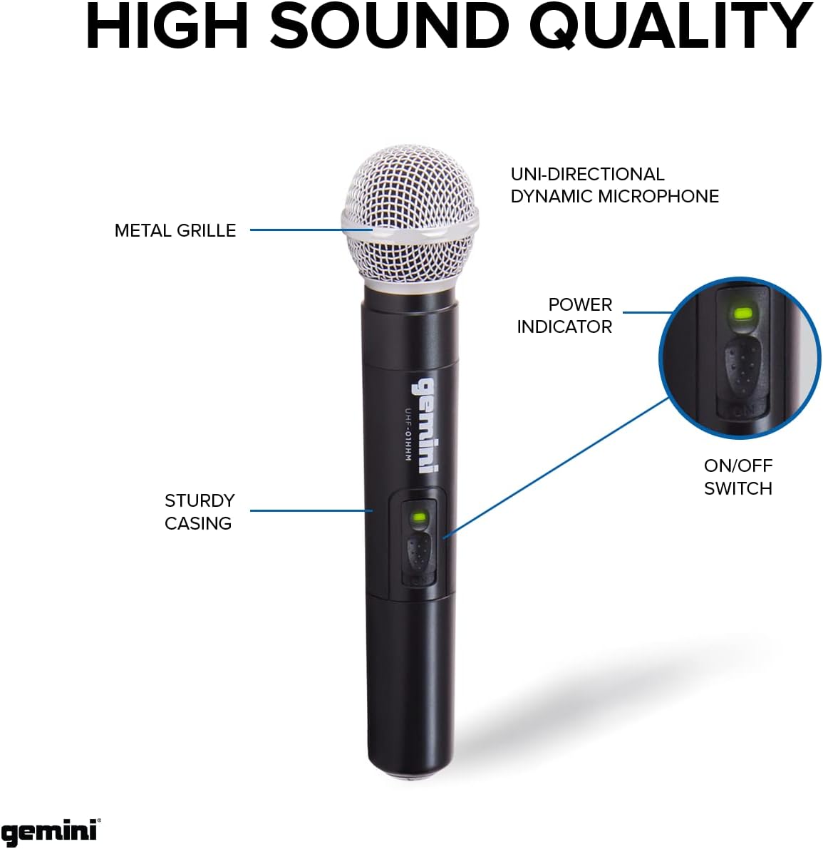 Gemini UHF-02M S12 Dual Wireless Handheld Microphone System - Ch 1 & 2 - DJ, Karaoke, and Podcasting Mic Set